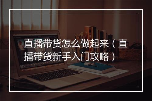 直播带货怎么做起来（直播带货新手入门攻略）
