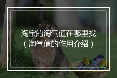 淘宝的淘气值在哪里找（淘气值的作用介绍）