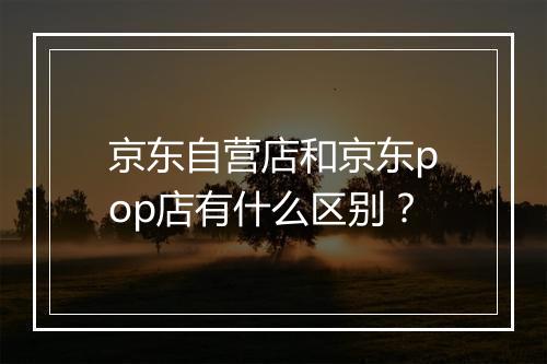 京东自营店和京东pop店有什么区别？