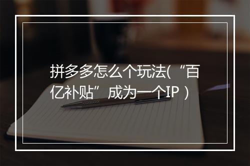 拼多多怎么个玩法(“百亿补贴”成为一个IP）