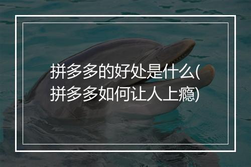 拼多多的好处是什么(拼多多如何让人上瘾)