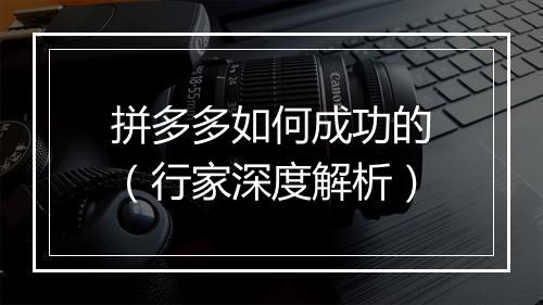 拼多多如何成功的（行家深度解析）