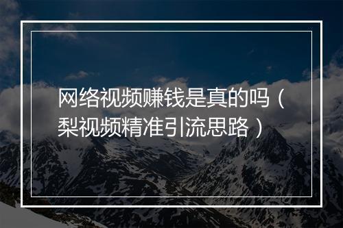 网络视频赚钱是真的吗（梨视频精准引流思路）