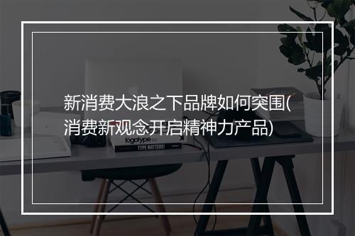 新消费大浪之下品牌如何突围(消费新观念开启精神力产品)