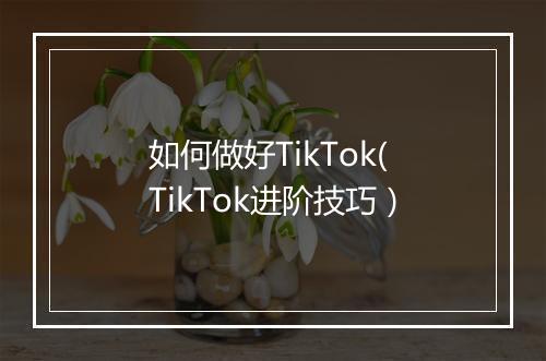 如何做好TikTok(TikTok进阶技巧）
