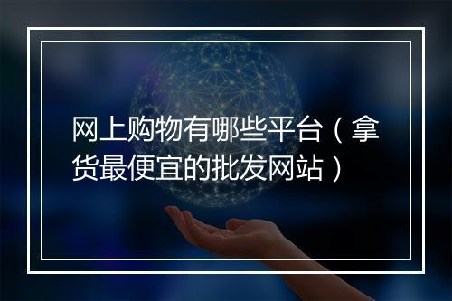 网上购物有哪些平台（拿货最便宜的批发网站）