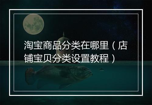 淘宝商品分类在哪里（店铺宝贝分类设置教程）