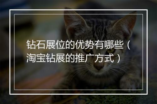 钻石展位的优势有哪些（淘宝钻展的推广方式）