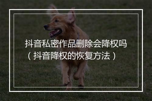 抖音私密作品删除会降权吗（抖音降权的恢复方法）