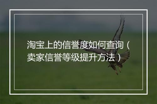 淘宝上的信誉度如何查询（卖家信誉等级提升方法）
