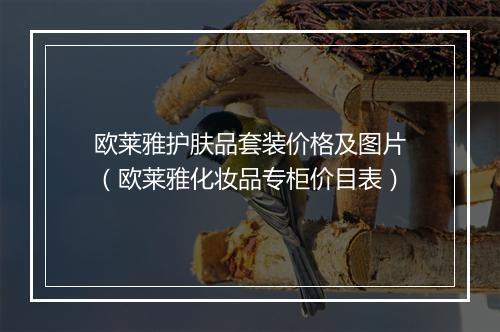 欧莱雅护肤品套装价格及图片（欧莱雅化妆品专柜价目表）