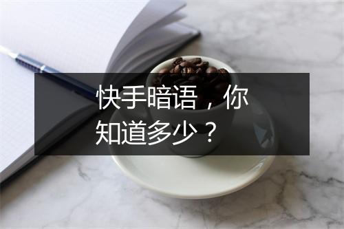 快手暗语，你知道多少？