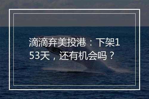 滴滴弃美投港：下架153天，还有机会吗？