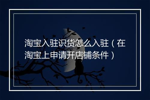 淘宝入驻识货怎么入驻（在淘宝上申请开店铺条件）