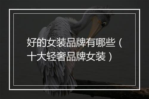 好的女装品牌有哪些（十大轻奢品牌女装）
