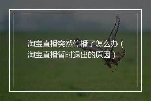 淘宝直播突然停播了怎么办（淘宝直播暂时退出的原因）