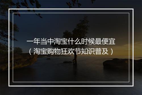一年当中淘宝什么时候最便宜（淘宝购物狂欢节知识普及）