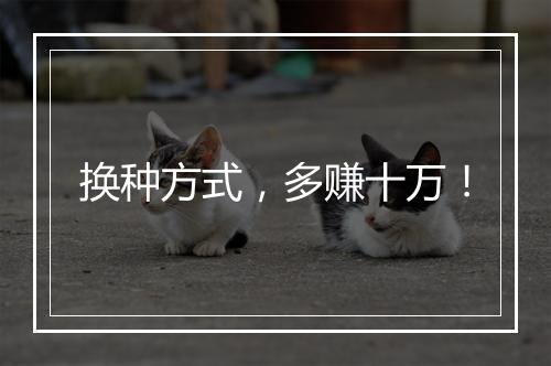 换种方式，多赚十万！