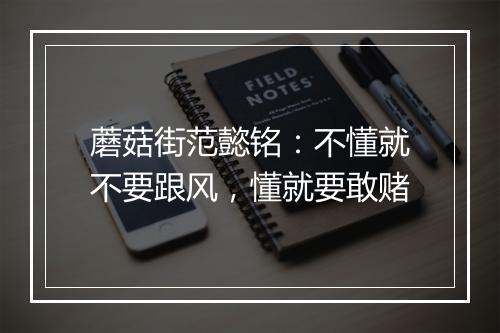 蘑菇街范懿铭：不懂就不要跟风，懂就要敢赌