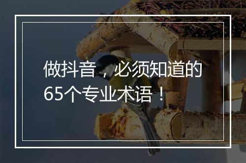 做抖音，必须知道的65个专业术语！