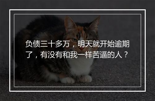 负债三十多万，明天就开始逾期了，有没有和我一样苦逼的人？