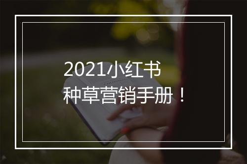 2021小红书种草营销手册！