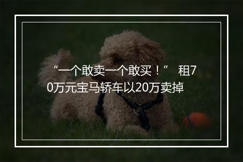 “一个敢卖一个敢买！” 租70万元宝马轿车以20万卖掉