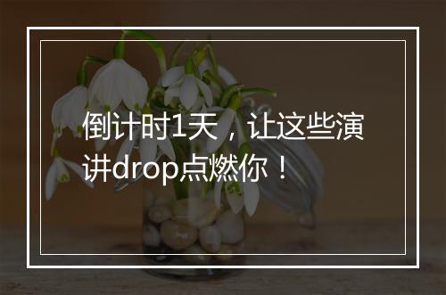 倒计时1天，让这些演讲drop点燃你！