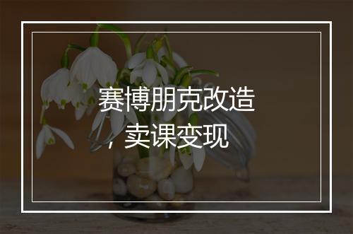 赛博朋克改造，卖课变现