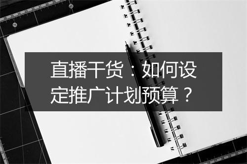 直播干货：如何设定推广计划预算？