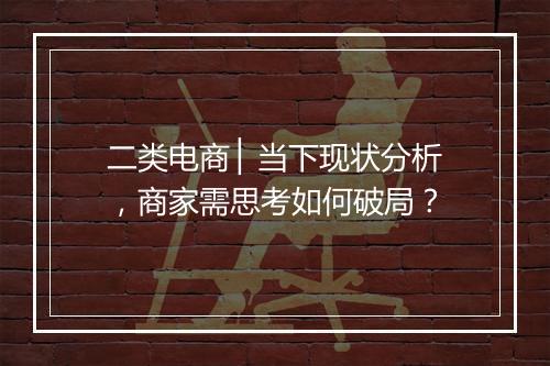 二类电商 ▏当下现状分析，商家需思考如何破局？