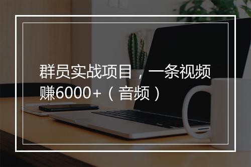 群员实战项目，一条视频赚6000+（音频）