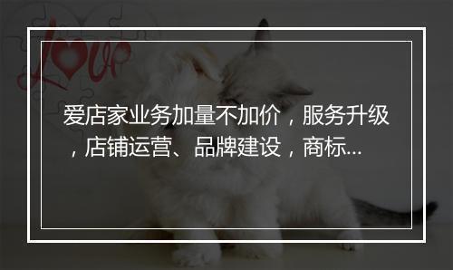 爱店家业务加量不加价，服务升级，店铺运营、品牌建设，商标，解决商家入驻难题