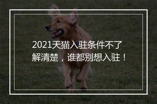 2021天猫入驻条件不了解清楚，谁都别想入驻！