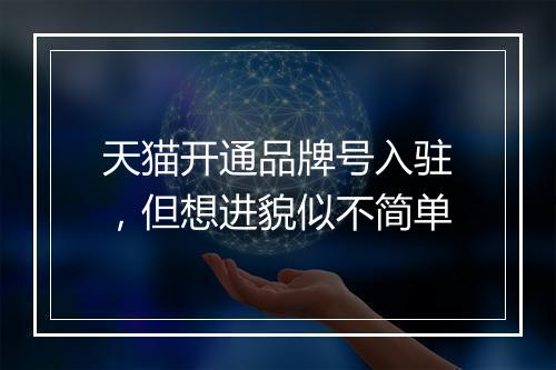 天猫开通品牌号入驻，但想进貌似不简单