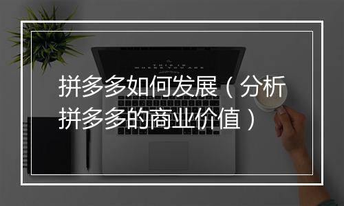 拼多多如何发展（分析拼多多的商业价值）