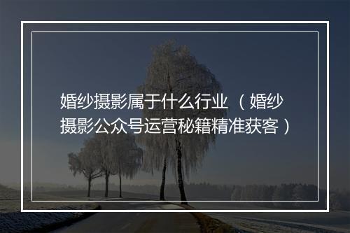 婚纱摄影属于什么行业 （婚纱摄影公众号运营秘籍精准获客）