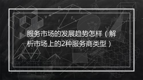 服务市场的发展趋势怎样（解析市场上的2种服务商类型）