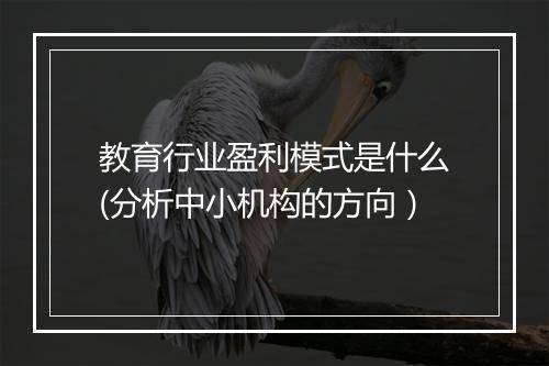 教育行业盈利模式是什么(分析中小机构的方向）