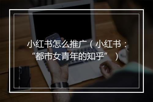 小红书怎么推广（小红书：“都市女青年的知乎”）