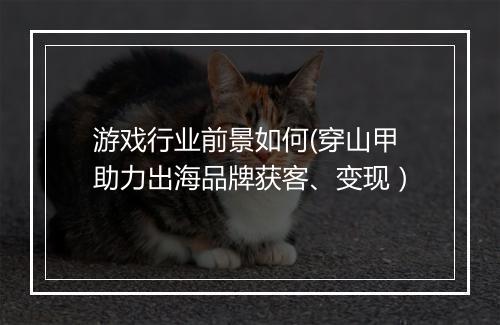 游戏行业前景如何(穿山甲助力出海品牌获客、变现）