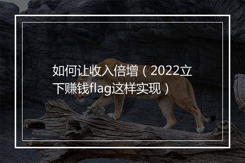 如何让收入倍增（2022立下赚钱flag这样实现）