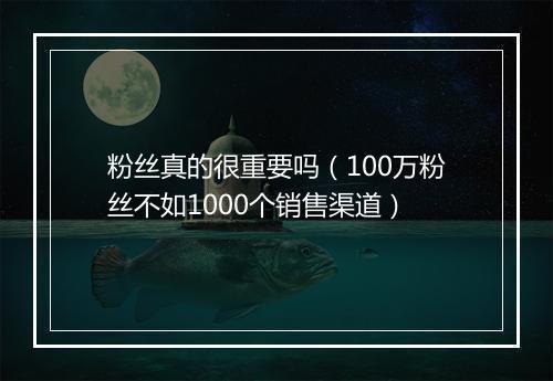 粉丝真的很重要吗（100万粉丝不如1000个销售渠道）