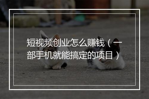 短视频创业怎么赚钱（一部手机就能搞定的项目）