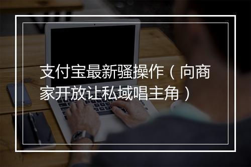 支付宝最新骚操作（向商家开放让私域唱主角）