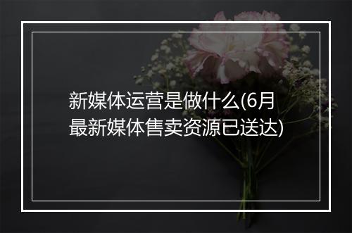 新媒体运营是做什么(6月最新媒体售卖资源已送达)