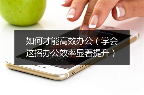 如何才能高效办公（学会这招办公效率显著提升）