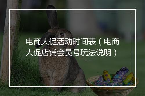 电商大促活动时间表（电商大促店铺会员号玩法说明）