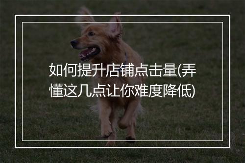 如何提升店铺点击量(弄懂这几点让你难度降低)