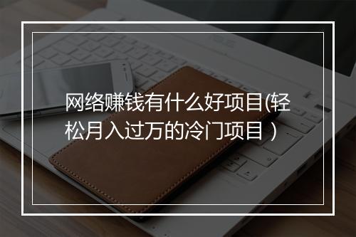 网络赚钱有什么好项目(轻松月入过万的冷门项目）